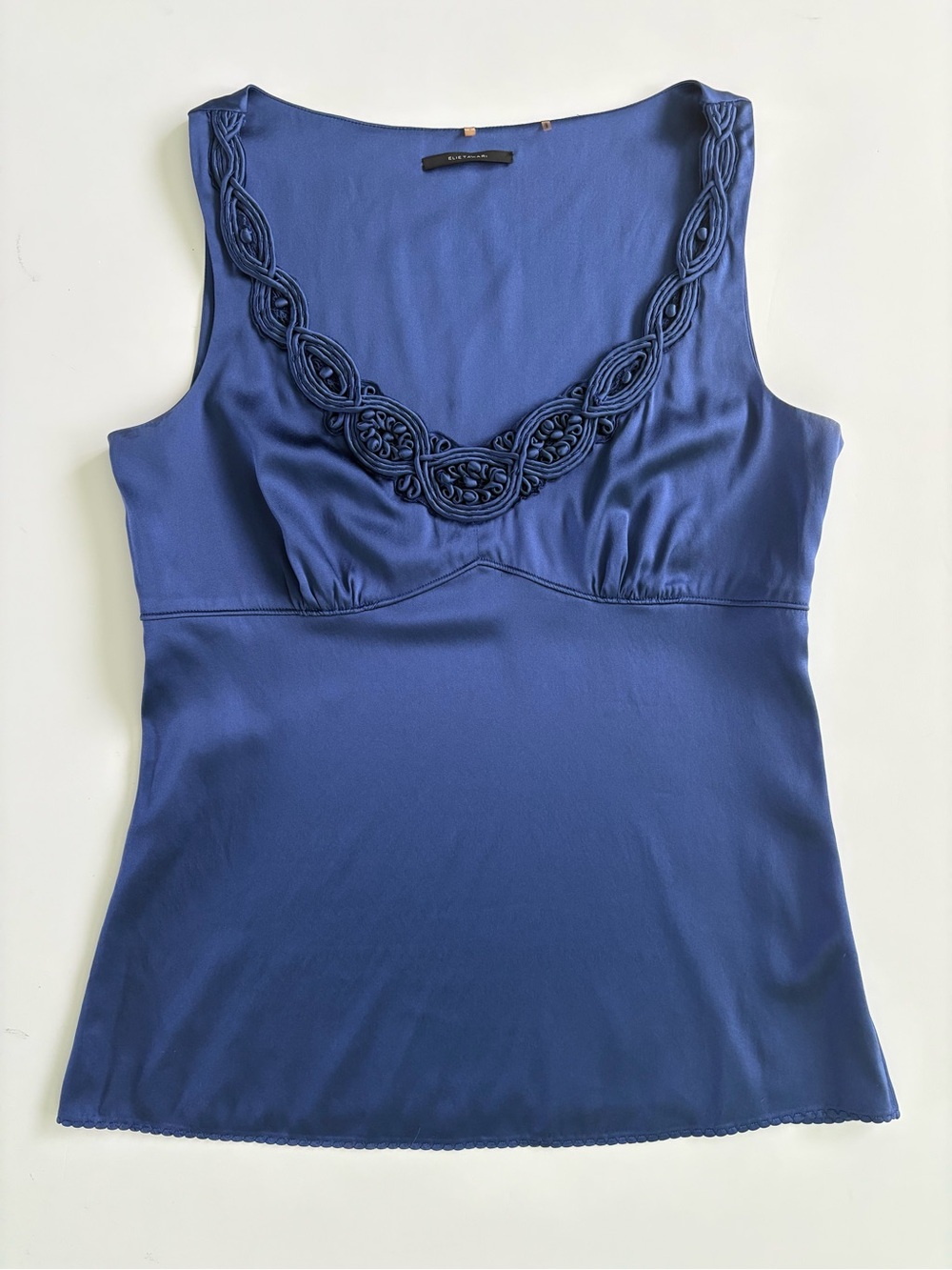 Elie Tahari Navy Blue Silk Sleeveless Top Blouse Tank Women’s Size Small S